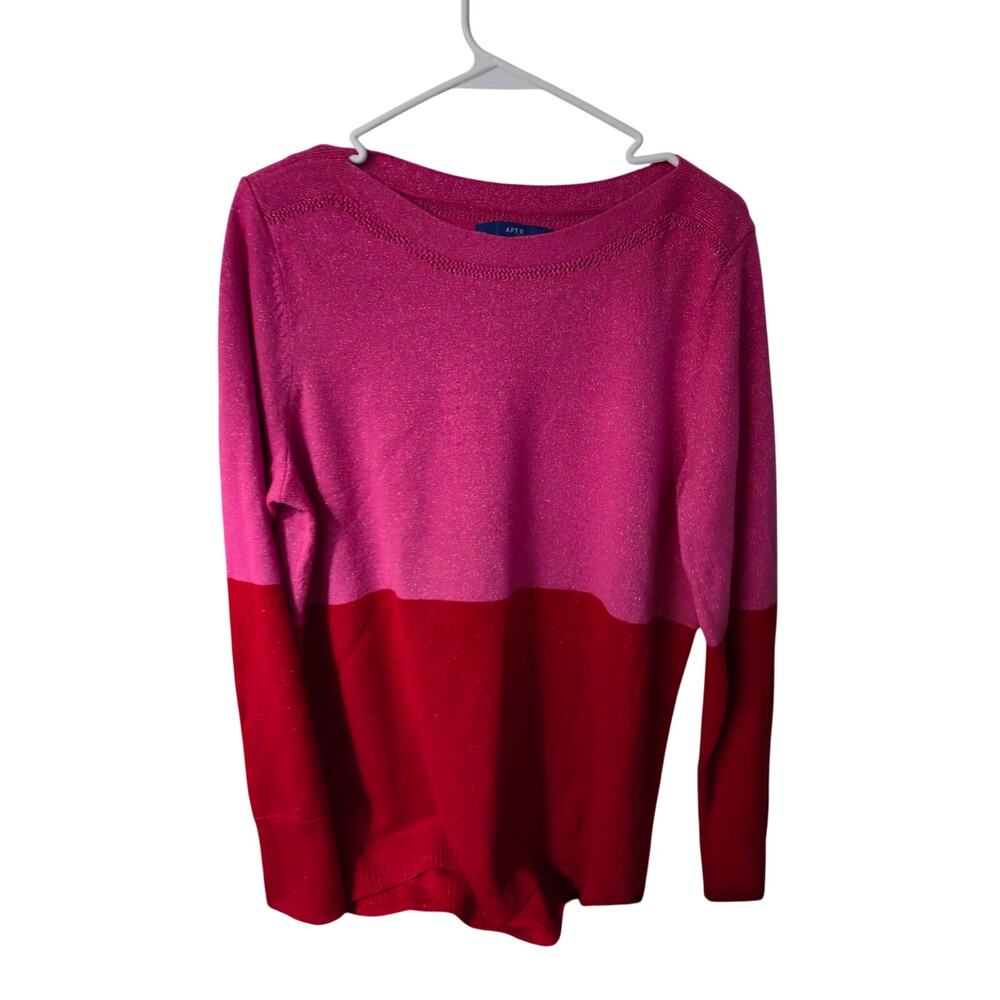 Color Block Red & Rose Sparkle Dress Sweater